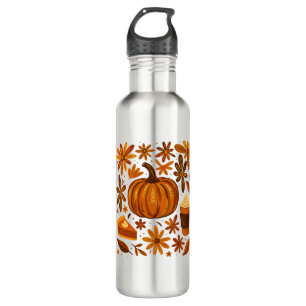 Glitter Fall Floral Pumpkin Thankgiving 710 Ml Water Bottle