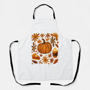 Glitter Fall Floral Pumpkin Thankgiving Apron
