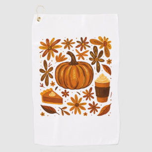 Glitter Fall Floral Pumpkin Thankgiving Golf Towel