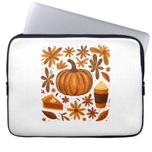 Glitter Fall Floral Pumpkin Thankgiving Laptop Sleeve