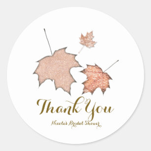 Glitter Fall Leaves Winter Golden Autumn Party Classic Round Sticker
