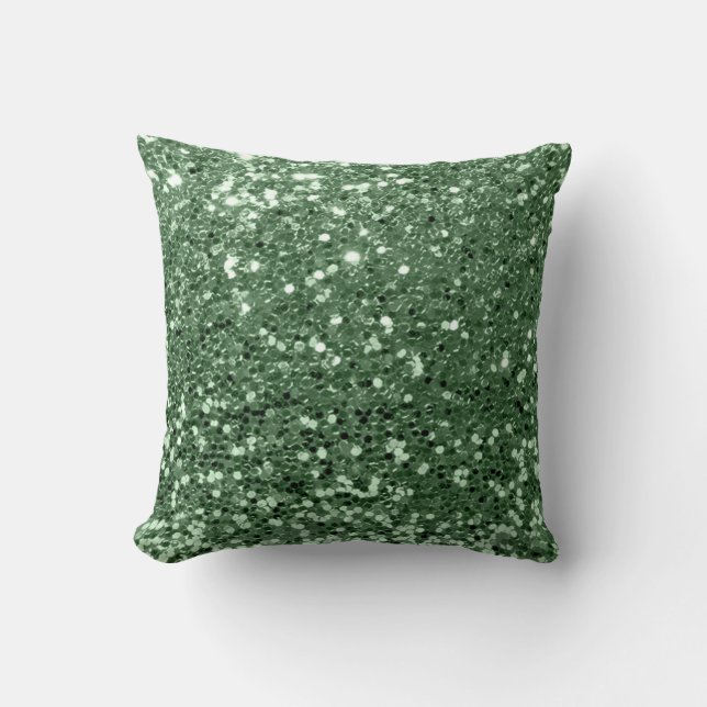 Glitter Fashion Sequin Blush Grass Green Glam Cushion (Front)