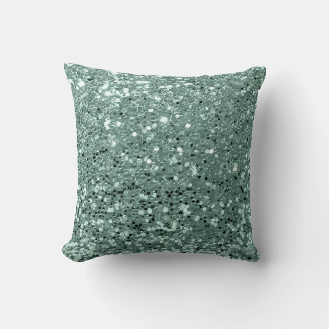 Glitter Fashion Sequin Blush Mint Green Glam Cushion (Front)