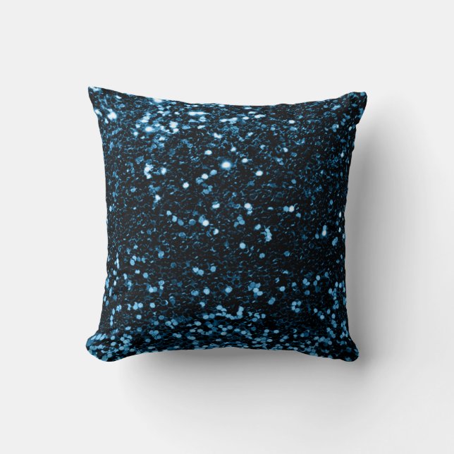 Glitter Fashion Sequin White Blue Navy Glam Minima Cushion (Front)
