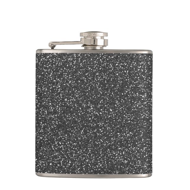 Glitter Faux Foil Confetti Hip Flask (Front)