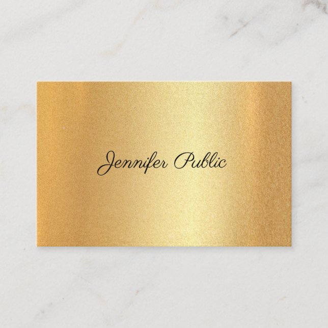 Glitter Faux Gold Hand Script Elegant Calligraphy Business Card (Front)