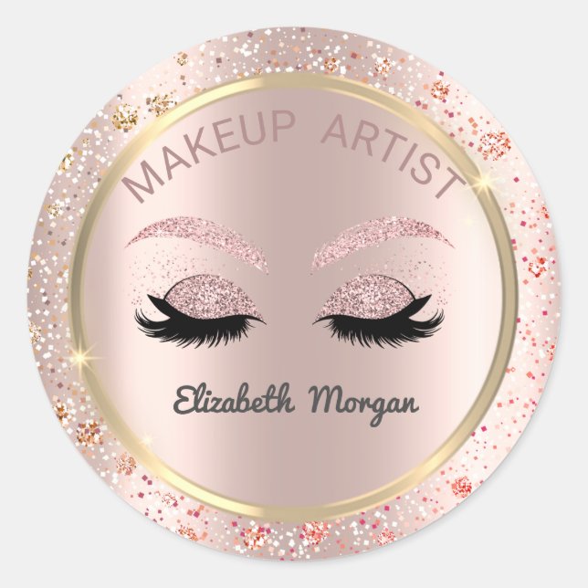 Glitter Faux Lashes,Confetti,Makeup Classic Round Sticker (Front)