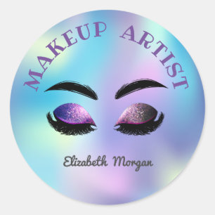 Glitter Faux Lashes,Iridescent Holographicm,Makeup Classic Round Sticker