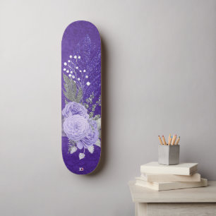 Glitter Feathers and Purple Roses Dd Brand Skateboard