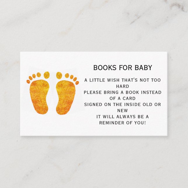  Glitter Feet Books For Baby Shower Enclosure Card (Front)