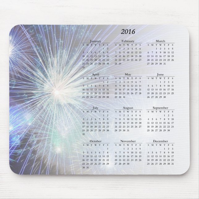 Glitter Fireworks Holidays Calendars 2016 Mouse Mat (Front)