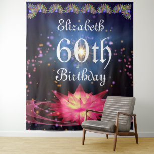 Glitter Floral Backdrop   60th Birthday party  Tapestry