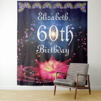 Glitter Floral Backdrop | 60th Birthday party Tapestry