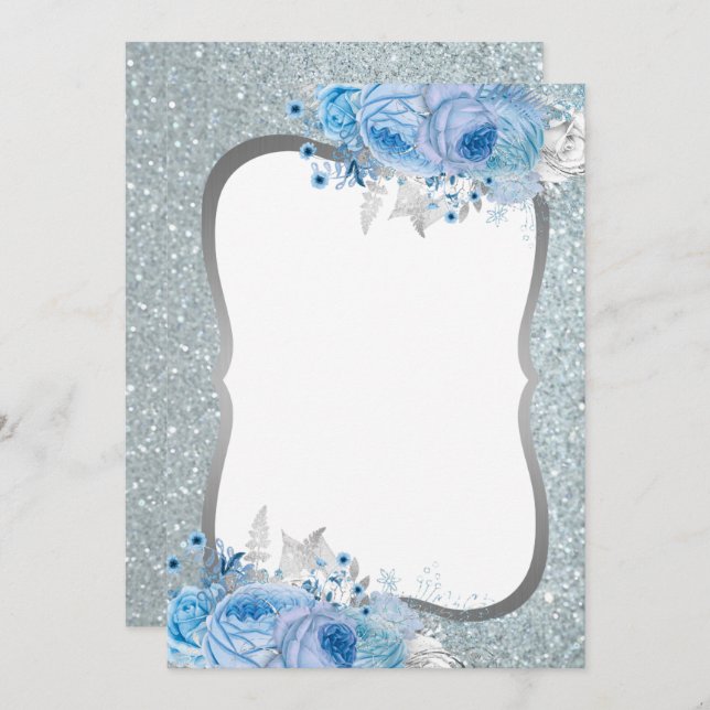 Glitter Floral Blank Invitation (Front/Back)