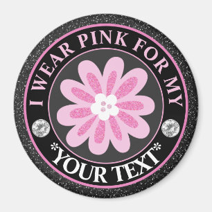 Glitter Flower Breast Cancer Awareness Design Magnet