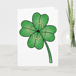 Glitter Four Leaf Clover Card