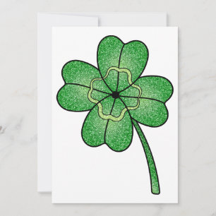 Glitter Four Leaf Clover Invitation