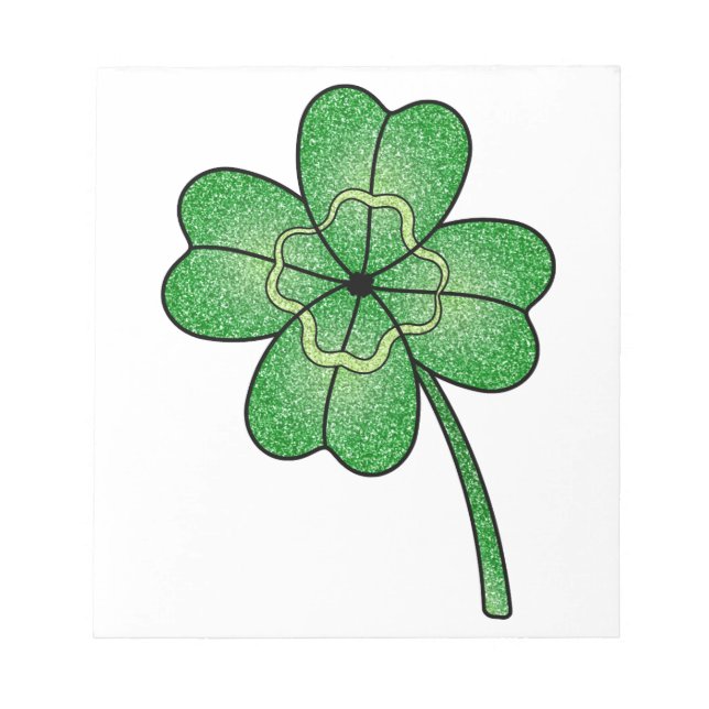 Glitter Four Leaf Clover Notepad (Front)