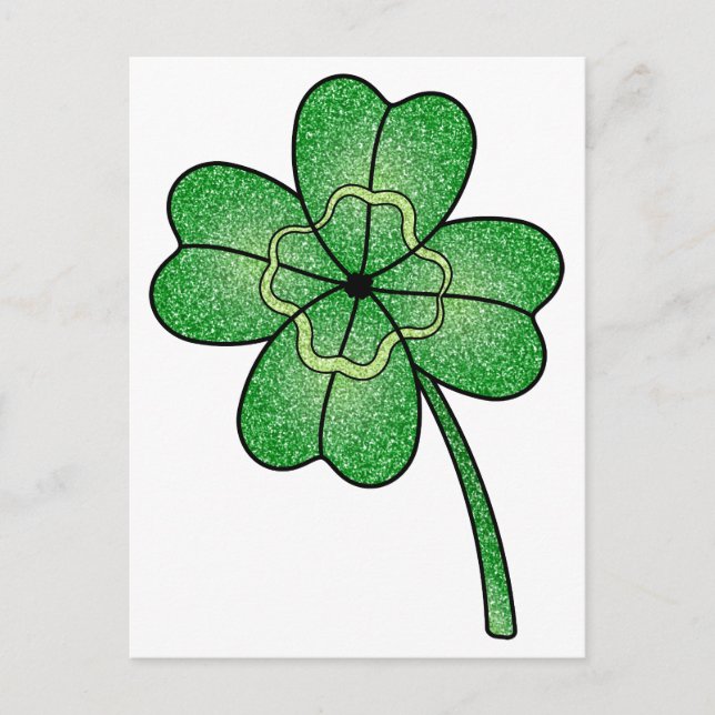 Glitter Four Leaf Clover Postcard (Front)
