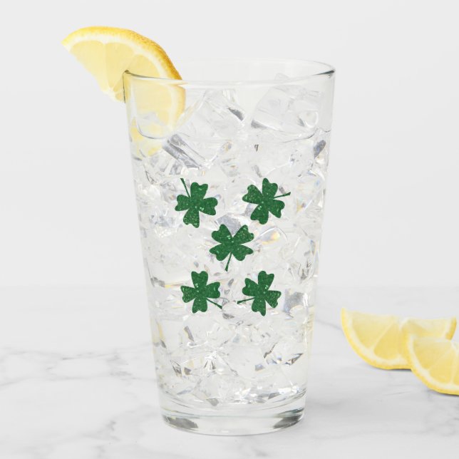 Glitter Four Leaf Clovers Glass (Front Ice)
