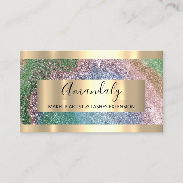 Glitter Frame Event Planner Beauty Studio SPA Business Card (Front)