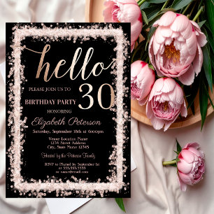 Glitter Frame Rose Gold 30th Birthday Party  Invitation