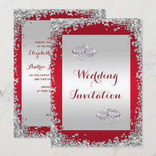 Glitter Framed & Diamond Wedding Rings Wedding Invitation