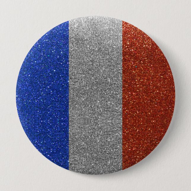 Glitter French Flag of France Paris Fashion Bling 10 Cm Round Badge (Front)