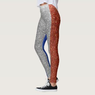 Glitter French Flag Paris France Fashion Stylish Leggings