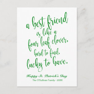 Glitter Friendship Irish Proverb St. Patrick's Day Postcard