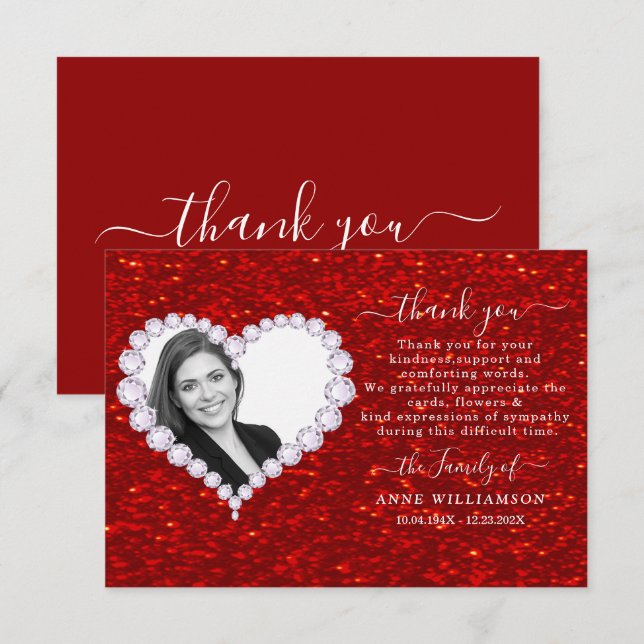 Glitter Funeral Thank You Card (Front/Back)