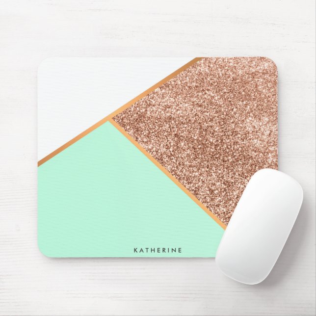 Glitter Geometric Abstract Mosaic Mouse Mat (With Mouse)