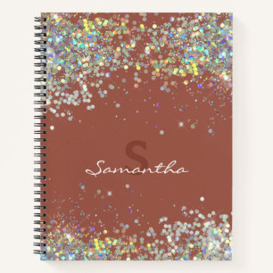 Glitter Girly Custom Name Monogram Notebook