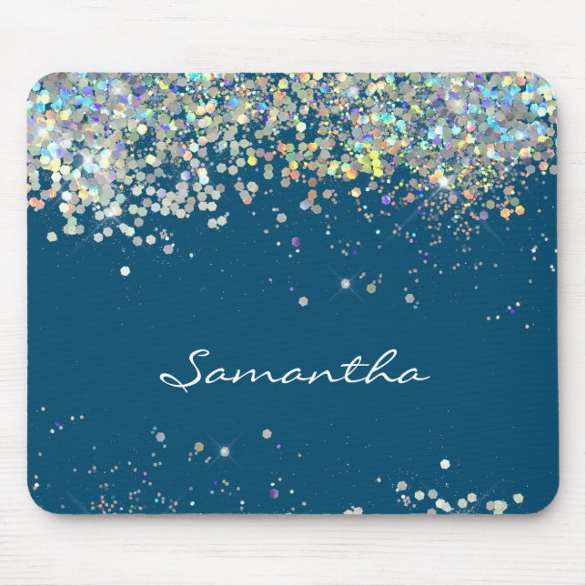 Glitter Girly Custom Name Mouse Mat (Front)