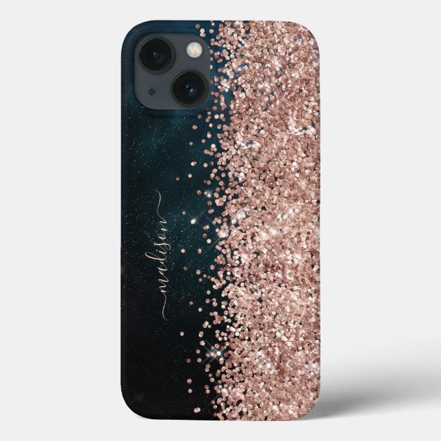 Glitter Girly Modern Sparkle Sweet 16  Gold Black Case-Mate iPhone Case (Back)