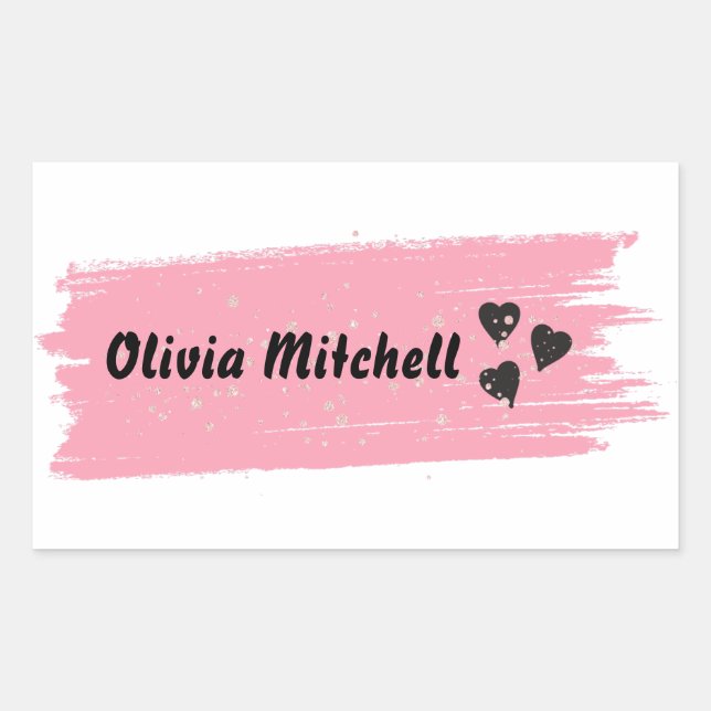 Glitter girly Waterproof Long Name Rectangular Sticker (Front)