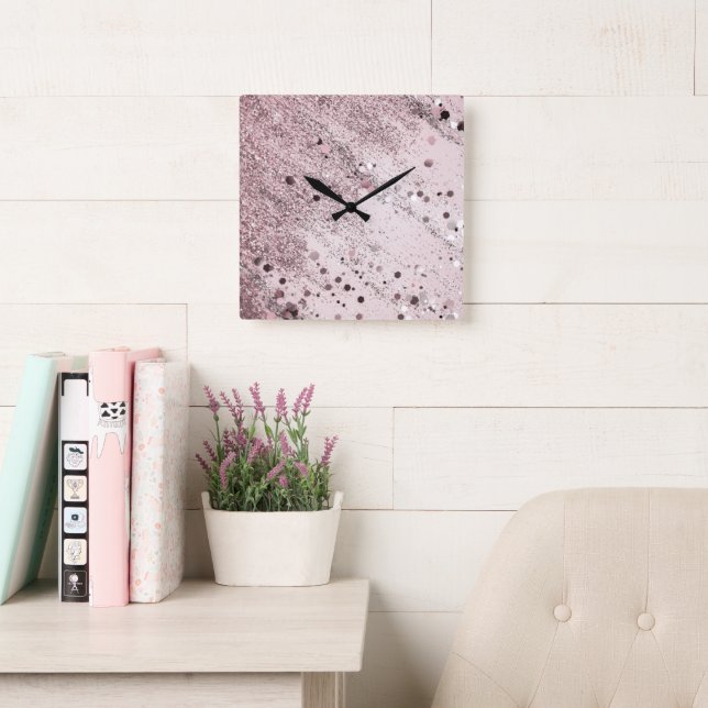 Glitter Glam 3 #art #glitter  Square Wall Clock (Reading Room)