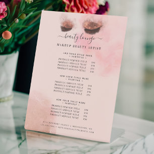 Glitter Glam Beauty Makeup Artist Service List Pedestal Sign