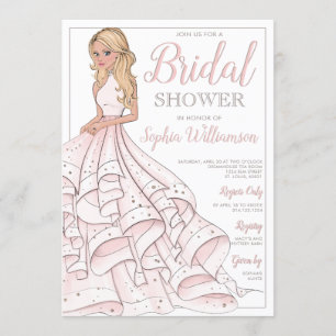 Glitter Glam Blonde Bride Bridal Shower Invitation