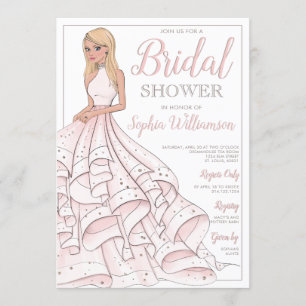 Glitter Glam Blonde Bride Bridal Shower Invitation