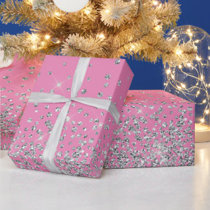 Glitter glam diamond sparkle rhinestone bling pink wrapping paper