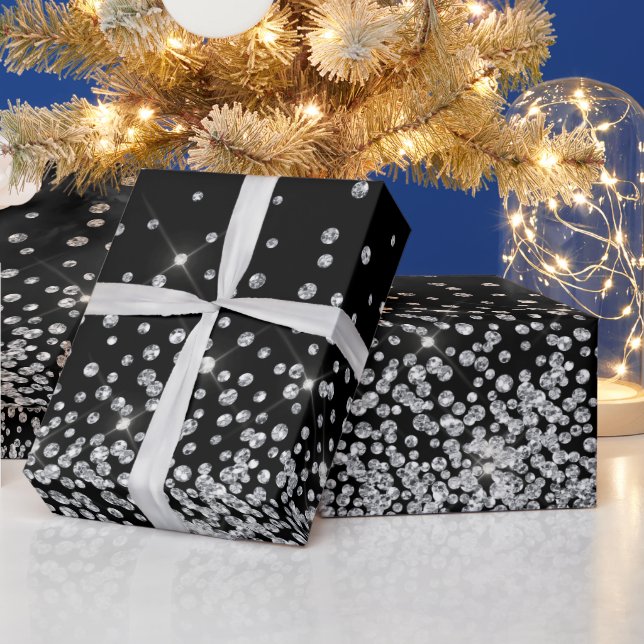 Glitter glam diamond sparkle rhinestone bling wrapping paper (Holidays)
