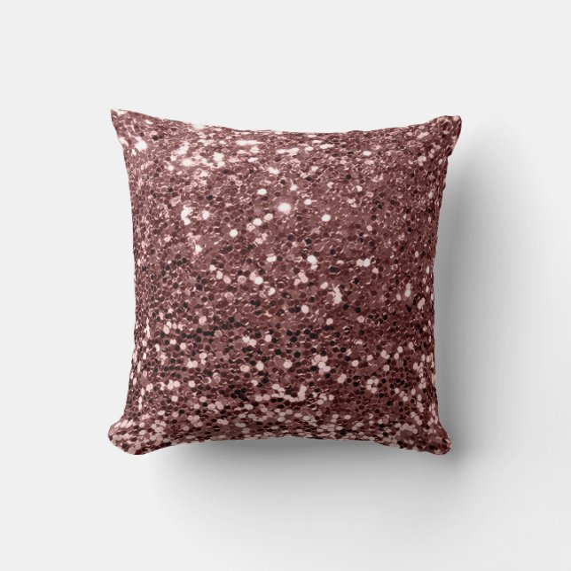 Glitter Glam Fashion Sequin Brown Skin Powder Rose Cushion (Front)