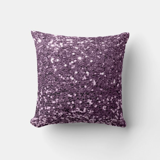 Glitter Glam Fashion Sequin Violet Lavender Amethy Cushion (Front)