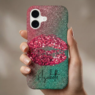 Glitter Glam Hot Pink Ombre Lipstick Kiss Imprint