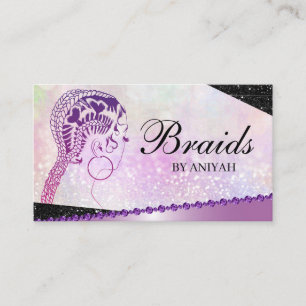 Glitter Glam Modern Hair Braiding Salon Business Card