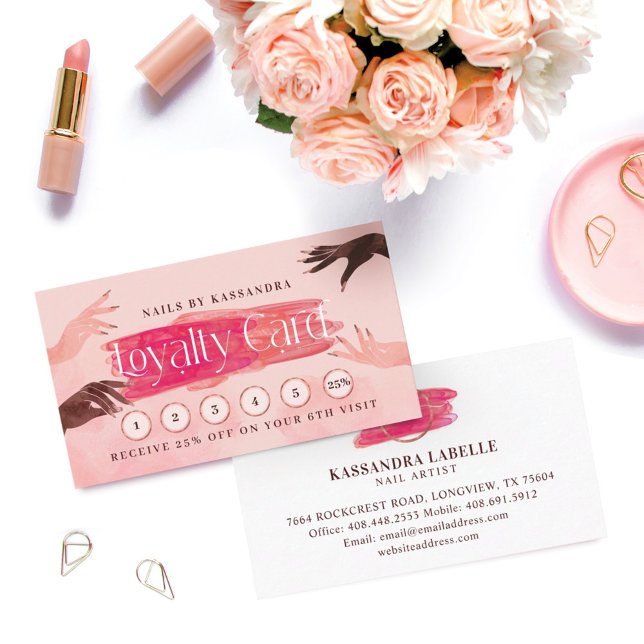 Glitter Glam Nail Art Manicure Salon Loyalty Card (Creator Uploaded)