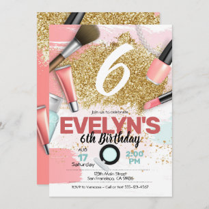 Glitter Glam Spa Party Invitation or Pamper Party