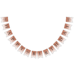 Glitter Glam Sweet 16 Rose Gold Glitter Birthday Bunting