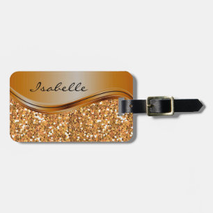Glitter Glam Terra Cotta Personalised Metal  Luggage Tag